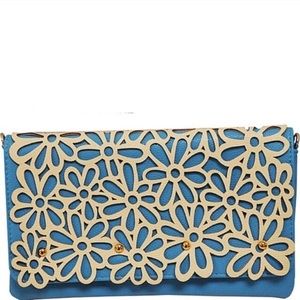 Flower stencil clutch purse with chain